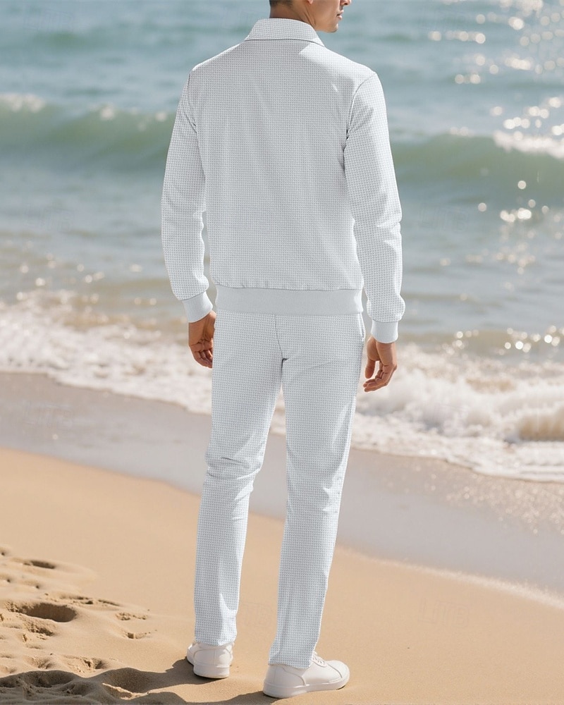 Herren Leichte Jacke Freizeitjacke Set Urlaub Täglich Atmungsaktiv Tasche 2 teilig Frühling Herbst Einfach Mode Klassisch Revers Regulär Schwarz Weiß Königliches Blau Khaki Grau Jacken 2025 - $36.99 –P12