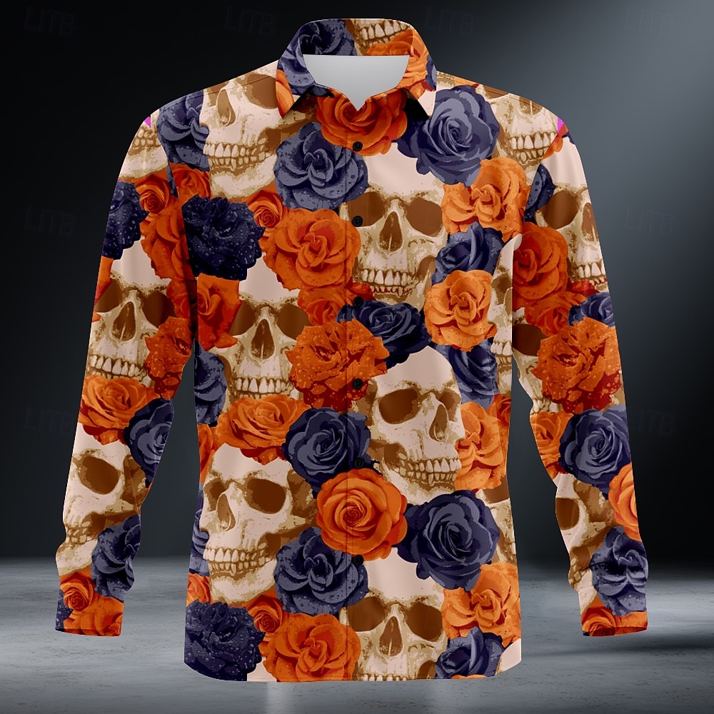 Cămăși Costum pentru Bărbați Cămașă cu Mâneci Lungi Stil Punk Gothic Activități în Aer Liber Vacanță Vară Primăvară Cămăși cu Guler Imprimare 3D Portocalie Roșie Violet Portocalie 2026 - $27.99 –P2