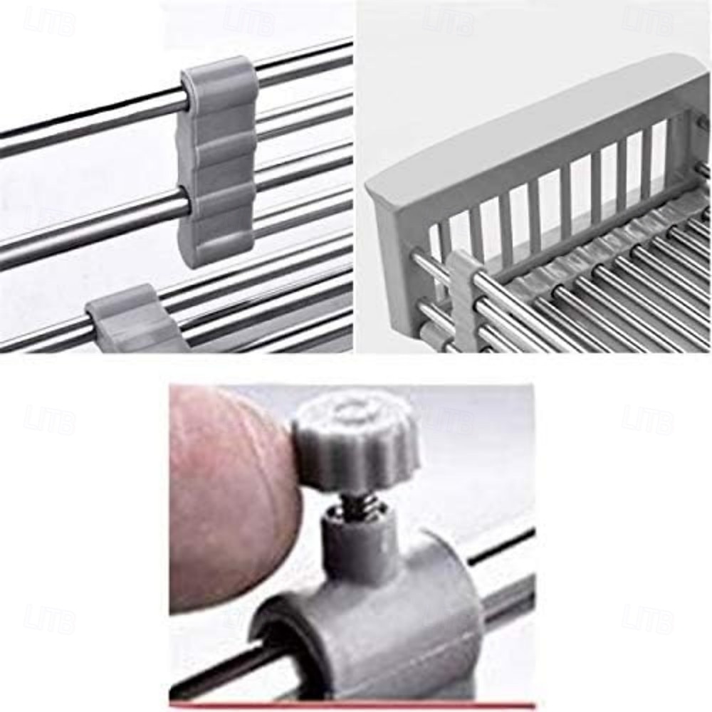 Abtropfgestell aus Edelstahl, ausziehbar, Küchensieb, Abtropfkorb über der Spüle, verstellbare Armlehne, Ablage für Spülschüssel, für Gemüse und Obst 2025 - $12.99 –P2