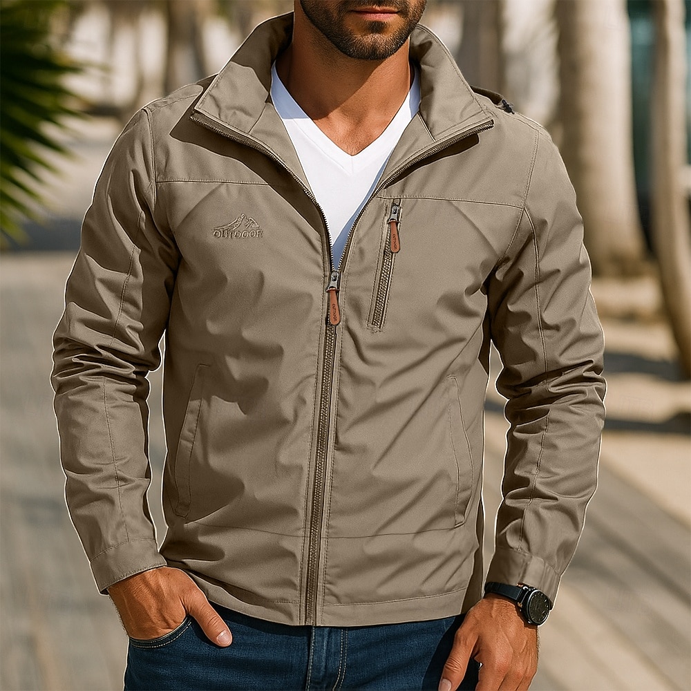 Per uomo Giacca da Esterno Giacca Tattica Giacca antivento Streetwear Casuale Impermeabile Antivento Tasca Primavera Autunno Tinta unica Casual Collo ripiegato Regolare Nero Blu marino Cachi Verde del 2026 a $42.99 –P2