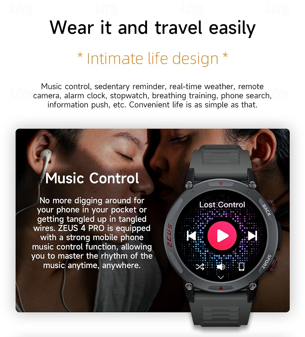 LOKMAT ZEUS 4 PRO Умные часы 1.43 дюймовый Смарт Часы Bluetooth Контроль температуры Педометр Напоминание о звонке Совместим с Android iOS Женский Мужчины 2025 - $42.99 –P13