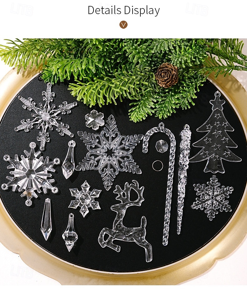 18 ornamente de cristal pentru brad de Crăciun - ornamente de cristal acrilice suspendate în formă de țurțuri de zăpadă de Crăciun pentru brad de Crăciun, articole de petrecere de iarnă pentru Anul 2025 - $17.99 –P10