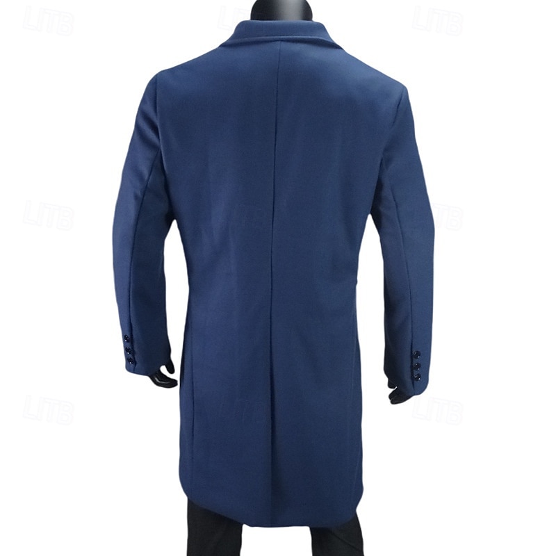 Herren Mantel Trenchcoat Langer Trenchcoat Urlaub Täglich Herbst Winter Polyester Winddicht Warm Oberbekleidung Bekleidung Mode Klassisch Einfach Tasche Revers Doppelreihig 2025 - $48.99 –P9
