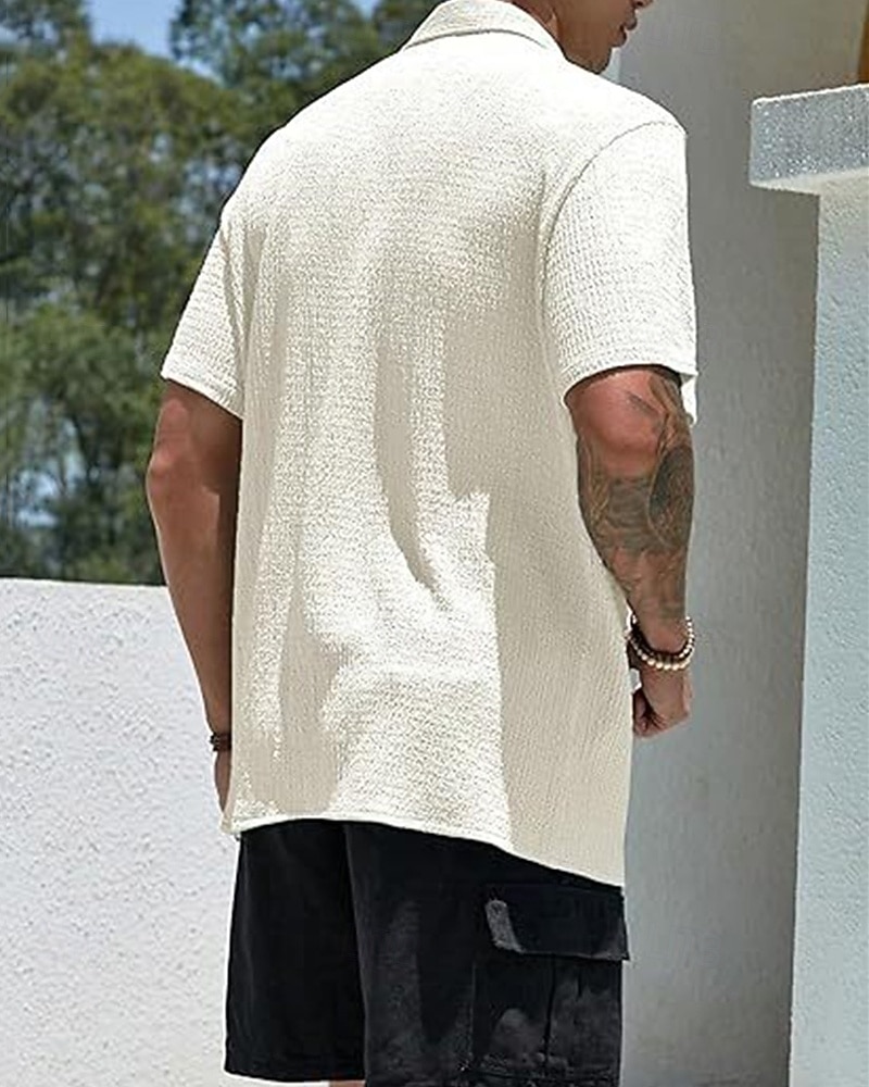 Per uomo Camicia Camicia Estiva Camicia casual Camicia da Spiaggia Camicia con Bottoni Marrone Scuro Nero Bianco Verde chiaro Rosa Manica Corta Semplice Bavero Vacanza Camicia hawaiana Abbigliamento del 2025 a $23.99 –P20