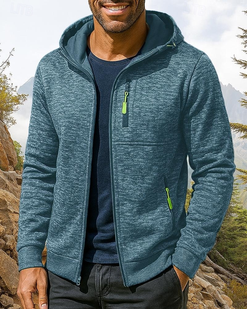 Men's Hiking Jacket Sport Jacket Outdoor Thermal Hiking Outfits Hiking Clothes Winter Autumn / Fall Top Camping / Hiking / Caving Running Solid Color Dark Grey Black Army Green 2026 - $25.99 –P11