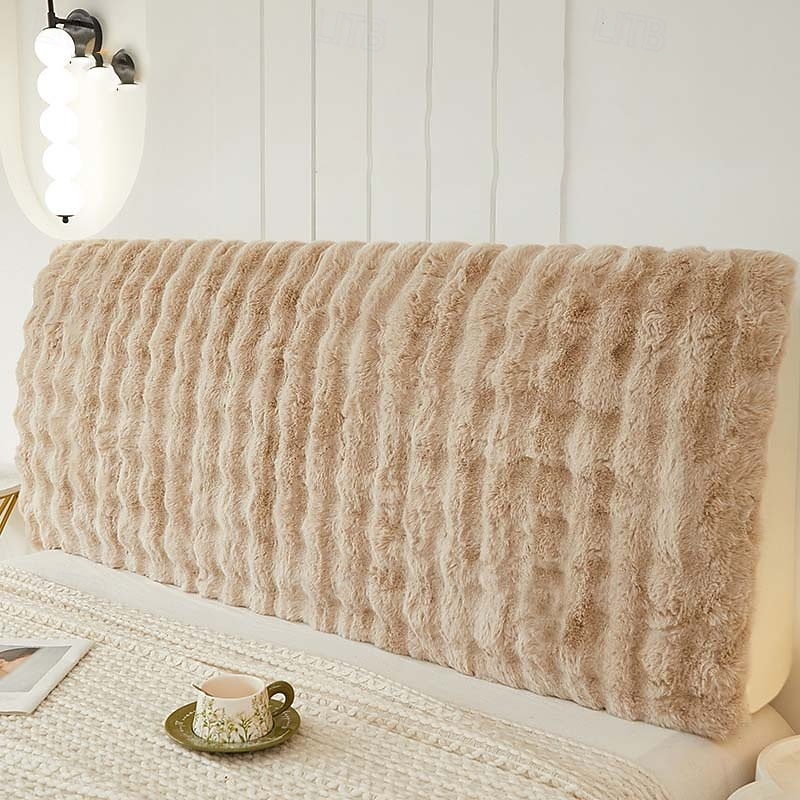 غطاء رأس سرير مخملي للأرانب، واقي سرير سميك من الفرو، غطاء سرير عالمي لجميع المواسم 2026 - $21.99 –P6