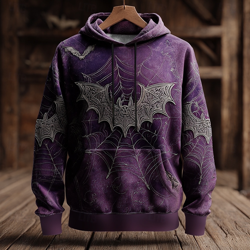 Halloween Pánské 3D Netopýr Mikina Punk Přehnaný Dlouhý rukáv Tričkový Klub Streetwear Fialová Oranžová Šňůrky 3D tisk Podzim Zima Návrhář 2025 - $26.99 –P1
