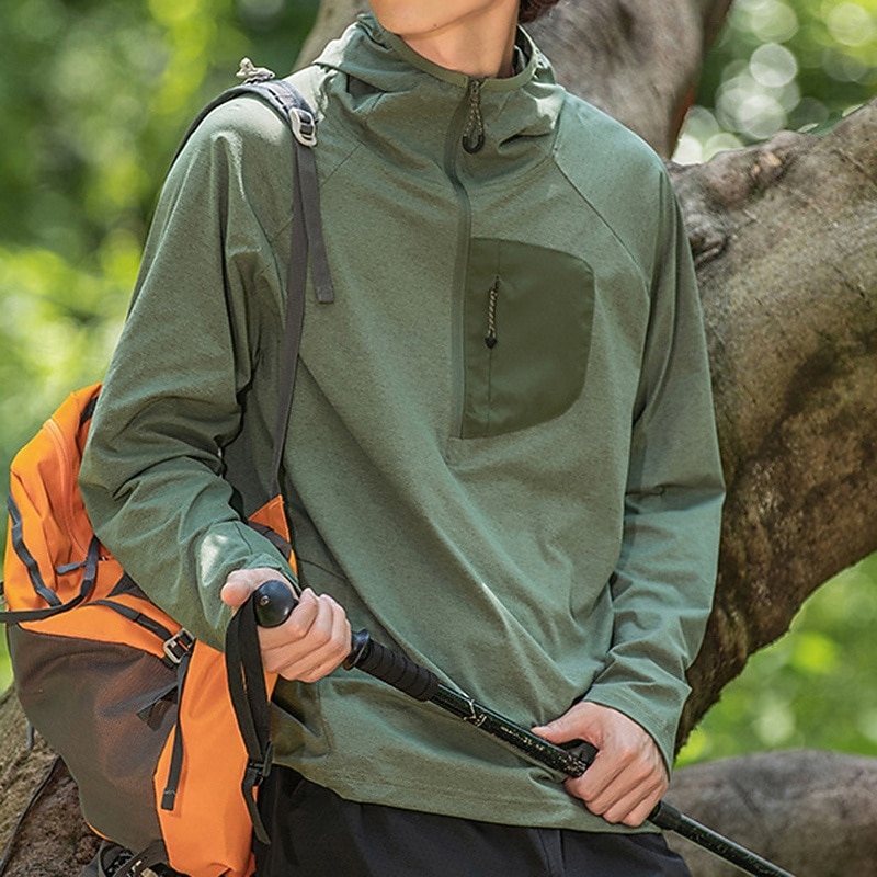 Men's Hiking Shirt UV Protection Shirt Long Sleeve Top Outdoor UV Sun Protection Quick Dry Breathable Spring Autumn / Fall Polyester Dark Grey Light Grey Green Tennis Camping / Hiking / Caving Running 2026 - $41.99 –P11