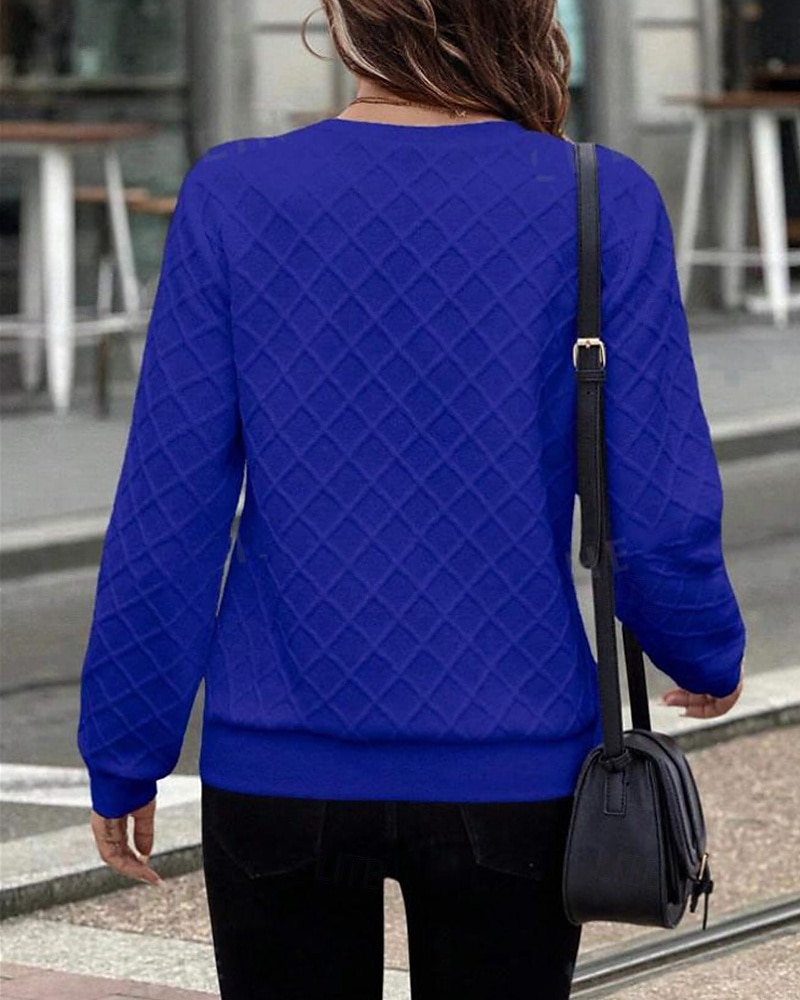 Per donna Felpa con texture Felpe Felpe con cerniera Semplice Streetwear Casual Comodo Manica Lunga Collo Alto Top Regolari Streetwear Ferie Uscire Zip a un quarto Bianco Primavera Autunno del 2025 a $23.99 –P11