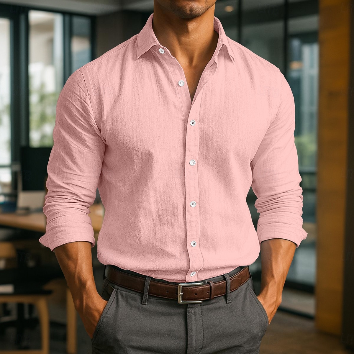 Herren Hemd Leinenhemd Sommerhemd Kleidhemd Strandbekleidung Knopfhemd Einfach Urlaub Geschäft Schwarz Weiß Rosa Marineblau Langarm Umlegekragen Sommer Frühling Bekleidung 2025 - $23.99 –P5