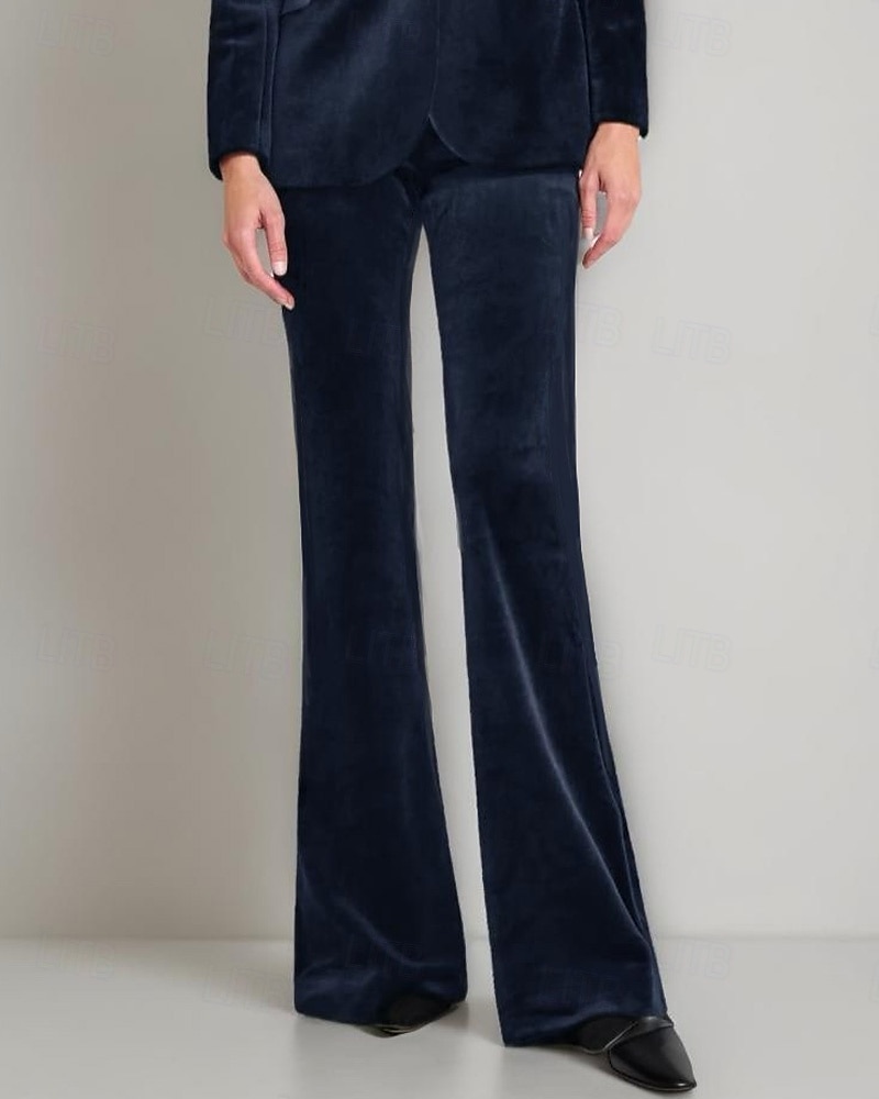 Tuta / Completo Pantalone Abito da cerimonia per signora Elegante Colletto a Camicia Lunghezza al pavimento Velluto Chiffon Elasticizzato Manica Lunga con Bottoni Tinta unita 2025 del 2025 a $69.99 –P4