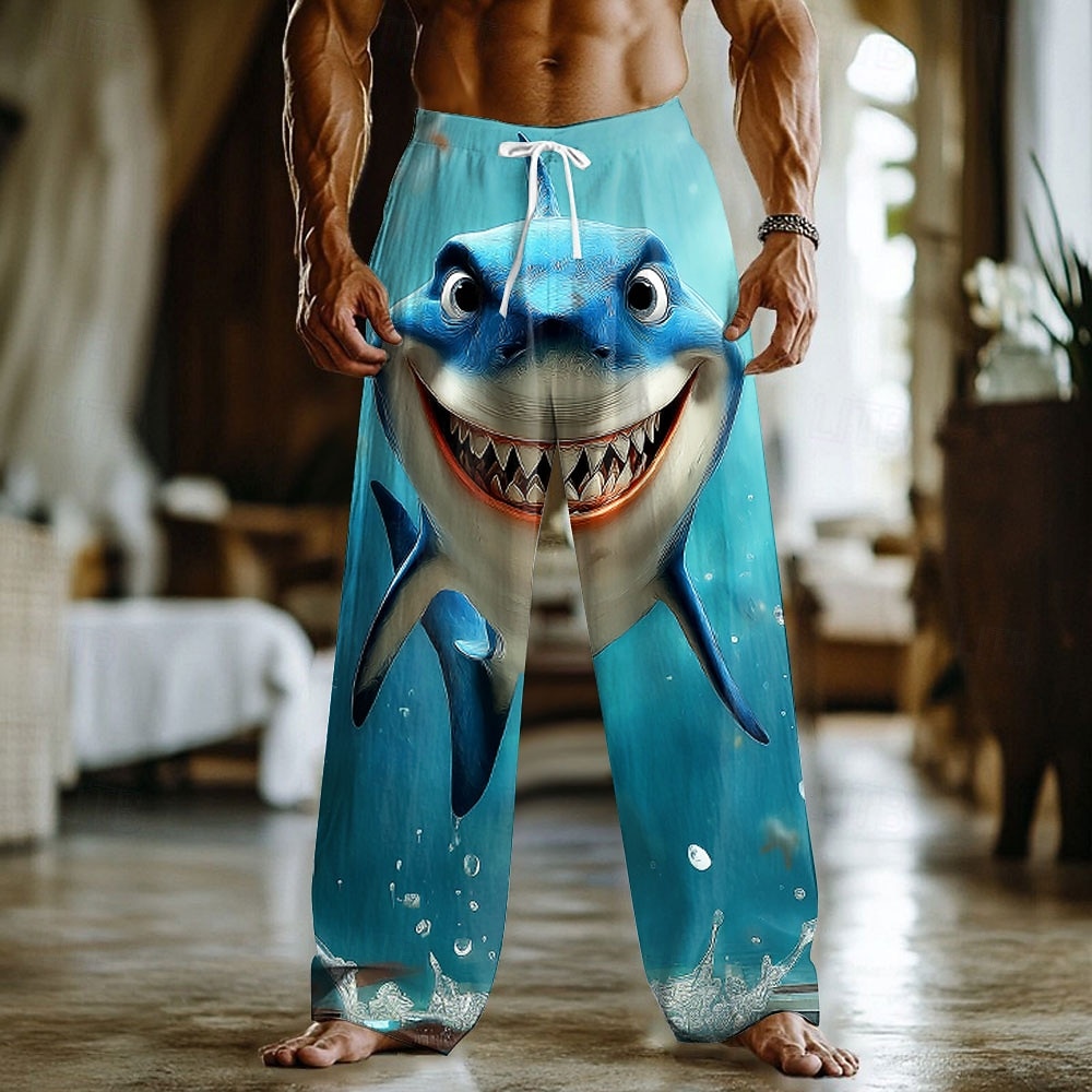 Homme Animal Requin Créatures de la mer Pantalons Pantalon décontracté Pantalons Amples Taille Moyenne Drôle Extérieur Vacances Taille élastique avec cordon de serrage Pantalon en lin avec poches de 2026 ? $27.99 –P2