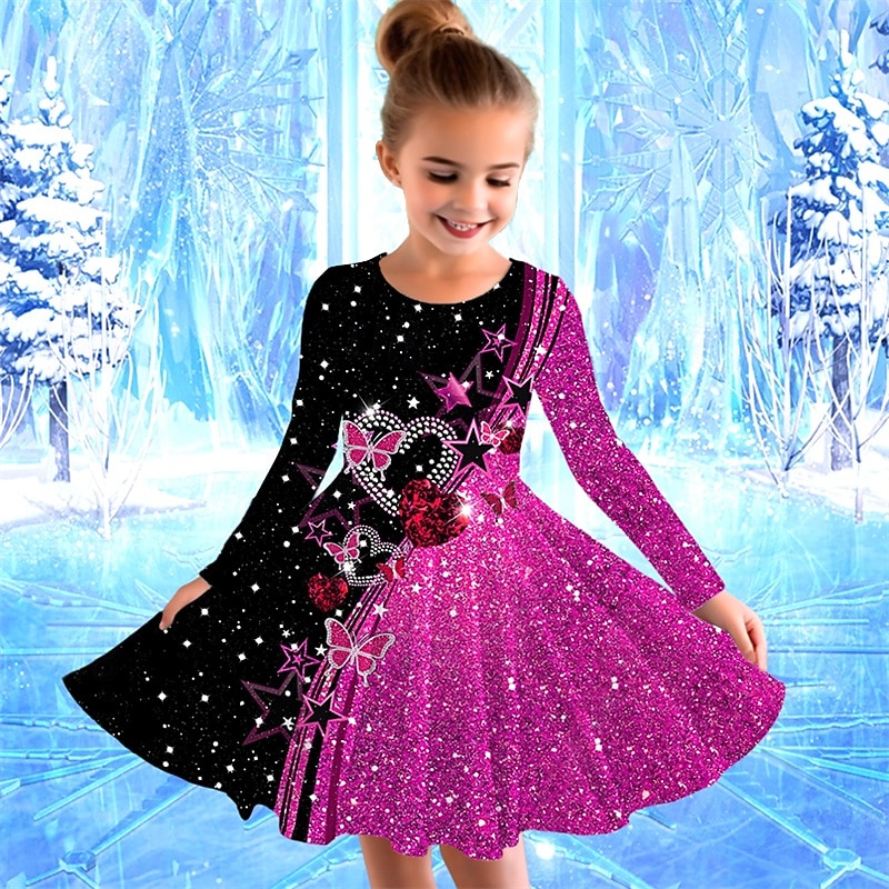 Mädchen' 3D Schmetterling Kleid Langarm Sommer Frühling Urlaub Täglich Ferien Prinzessin Schön Süß Kinder 4-12 Jahre Freizeitkleid A Linie Kleid Knielang Normale Passform 2025 - $16.99 –P1
