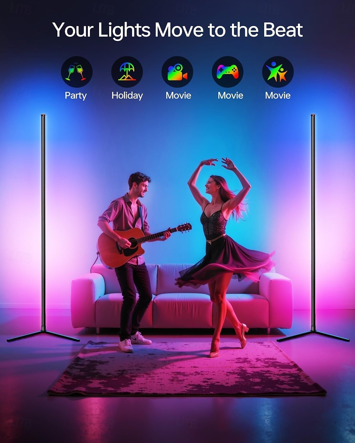 Luminária de canto de chão, pacote com 1, luminária de canto LED RGB com controle remoto, luz ambiente que muda de cor com 16 milhões de cores DIY para quarto, sala de estar e sala de jogos de 2025 por $62.99 –P5
