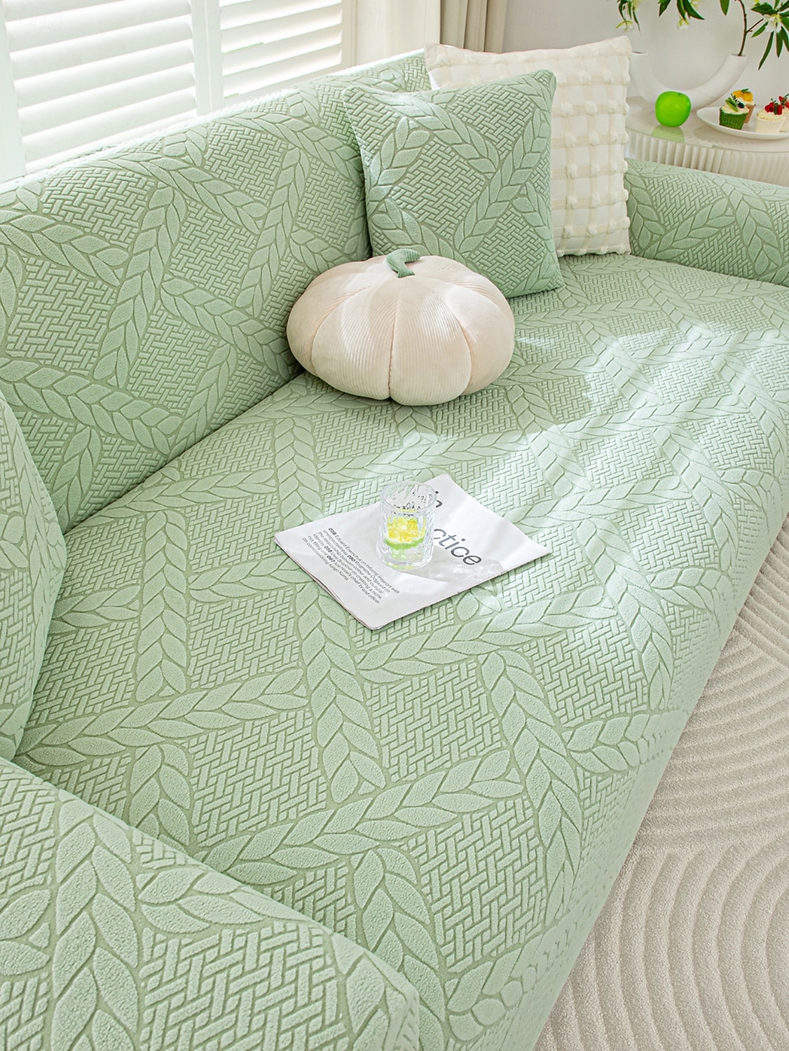 Copridivano in velluto jacquard con linea geometrica, 1 pezzo, copridivano elastico in stile semplice, adatto agli animali domestici, antiscivolo, antipolvere, lavabile in lavatrice, protezione per del 2025 a $30.99 –P5