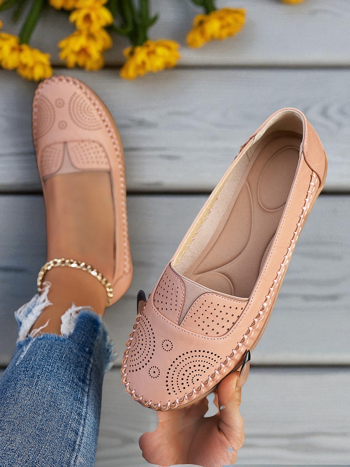 naisten slip-on-loaferit laserleikatuilla yksityiskohdilla – rennot matalat mokkasiinit jokapäiväiseen kävelyyn ja autoiluun 2026 - $29.99 –P2
