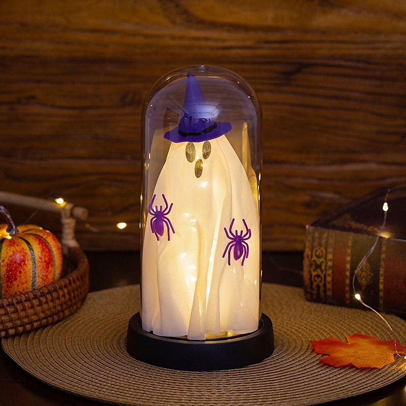 2025年 1個 21.5cm ハロウィン 光る魔法使いの帽子 ゴースト スパイダー 透明カバー 小型ナイトライト 屋内・屋外パーティー レストラン お祝いの雰囲気 装飾ライト 単三電池ボックス  コレクション – $9.99 –P3