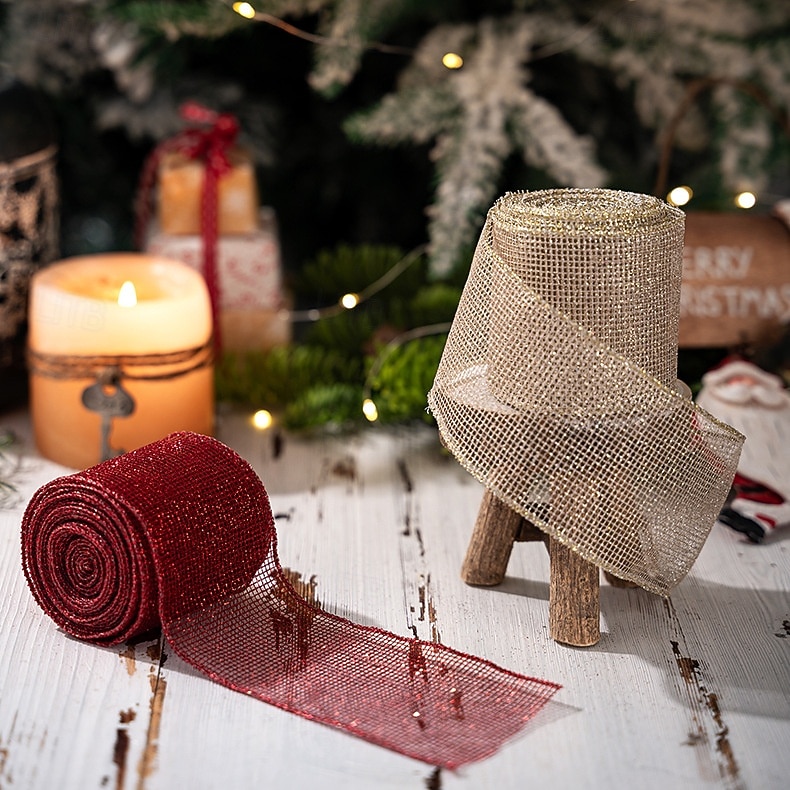 3 rouleaux de ruban de Noël câblé, nœud décoratif à faire soi-même, ruban de satin en maille rouge, décoration de boîte cadeau, fournitures d'artisanat de vacances, ornement d'arbre de Noël et de 2025 ? $9.49 –P11