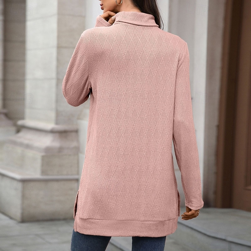 Pentru femei Bluză Simplu Modern Casual Manșon Lung Guler Pe Gât Topuri obișnuite Zilnic Concediu Negru Galben Roz Îmbujorat Bleumarin Toamnă 2025 - $25.99 –P5