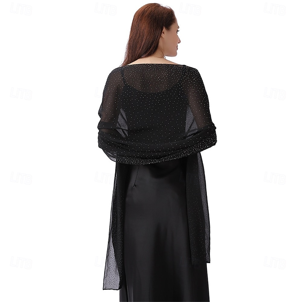 scialli e stole da donna per abiti da sera, scialli in chiffon trasparente con strass scintillanti, copriabiti formali del 2025 a $31.99 –P8
