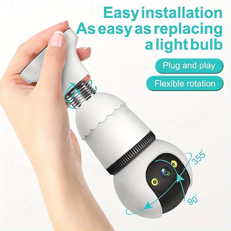 4-megapixel Bulb-style Surveillance Camera  Wifi 2k Surveillance Camera Wireless Outdoor/Indoor Full-color Day/Night Type Easy To Install Motion Detection Full-color Night Vision 2026 - $31.99 –P3