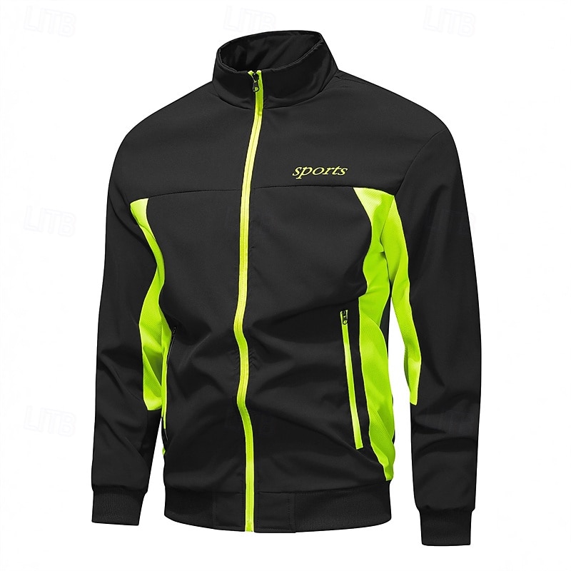 Herren Outdoorjacke Windbreaker Wanderjacke Urlaub Täglich Atmungsaktiv Tasche Spleißen Frühling Herbst Farbblock Mode Klassisch Stehkragen Regulär Schwarz Hellgrau Armeegrün Dunkelblau Dunkelgray 2025 - $34.99 –P1