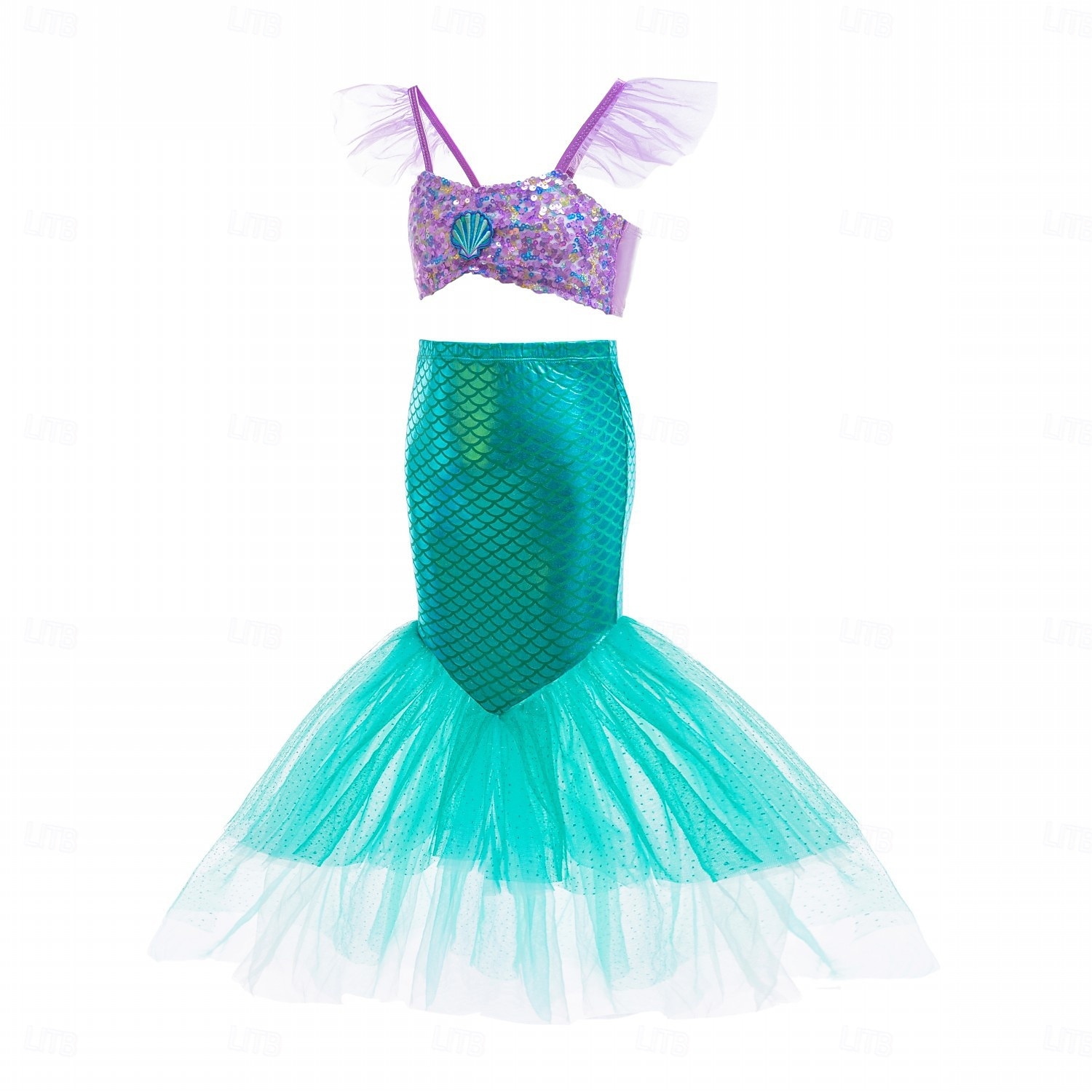 Mädchenkleid Meerjungfrau ärmellos Performance Halloweenkleid Cosplay Kostüm süß Polyester Sommer 4-7 Jahre mehrfarbig blau lila Performance Party Halloween einfache Halloweenkostüme verkleiden 2025 - $39.99 –P3