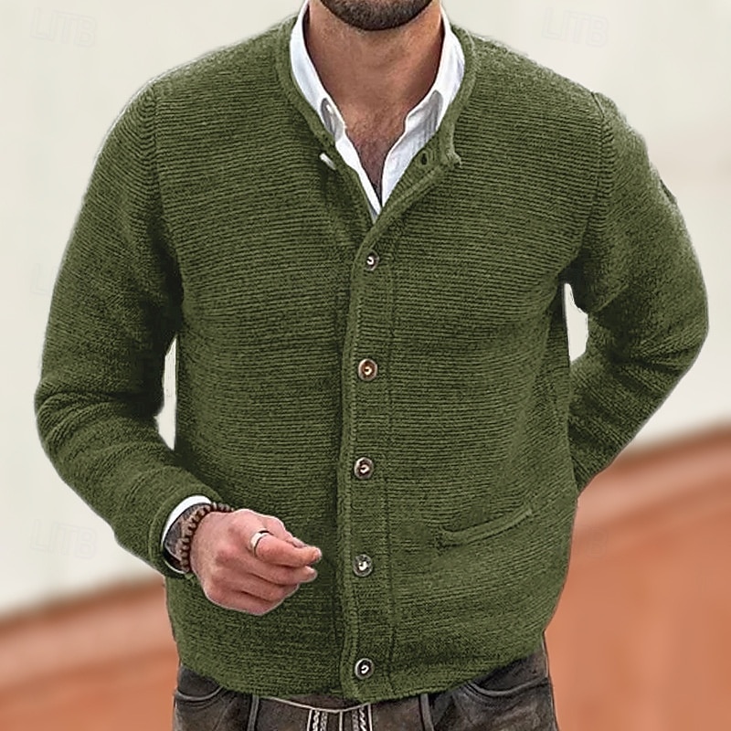 Męskie Sweter Rozpinany Przycięty sweter Sweter z dzianiny Prążkowany Robić na drutach Zwykłe topy Kieszeń Guziki Równina Bez kołnierza Moda Klasyczny Urlop Dzienne zużycie Odzież Jesień Zima Czarny 2026 - $45.99 –P6