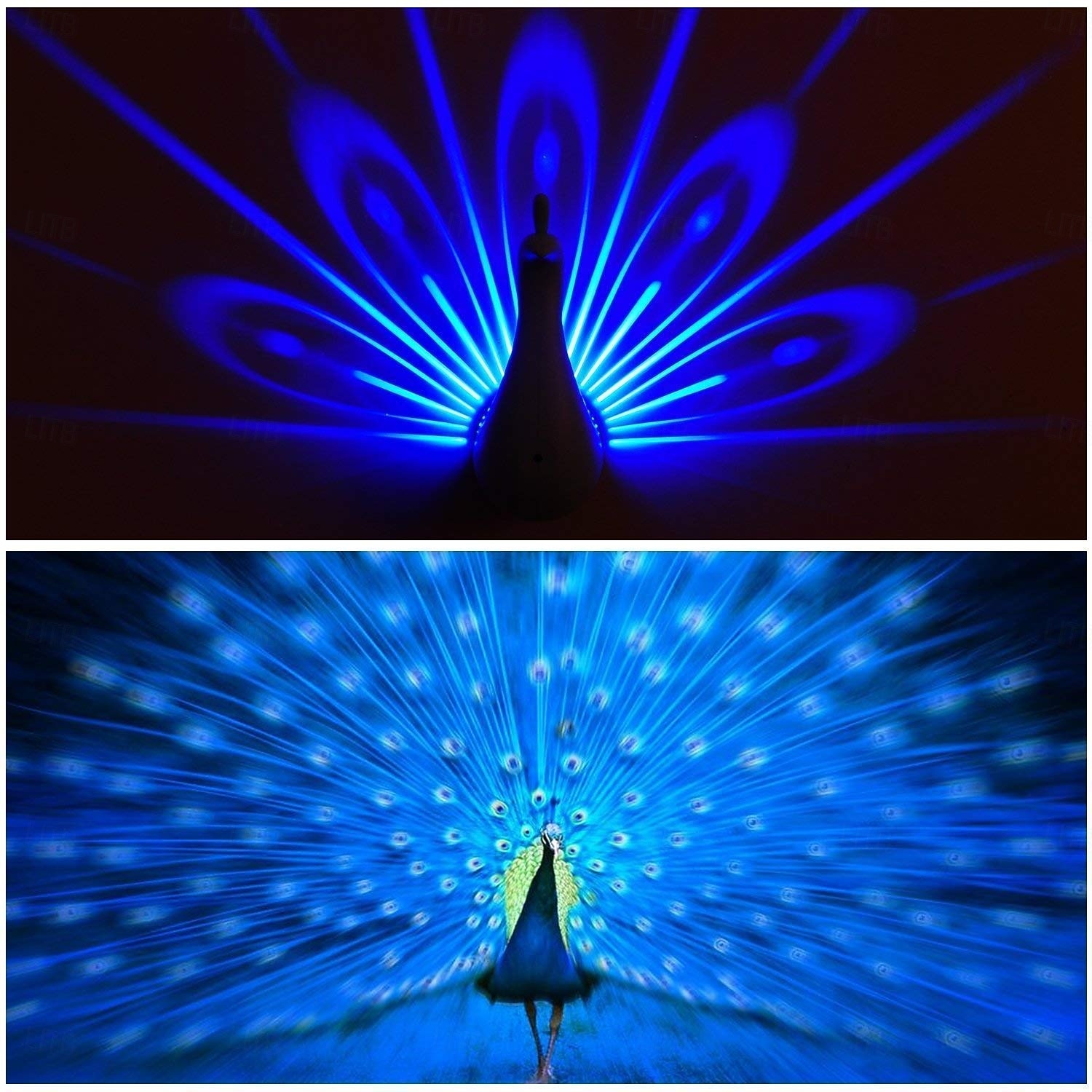 1 pz luce di proiezione pavone telecomando luce notturna da parete camera da letto testata del letto luce d'atmosfera colorata luce notturna creativa di ricarica USB del 2025 a $12.99 –P6