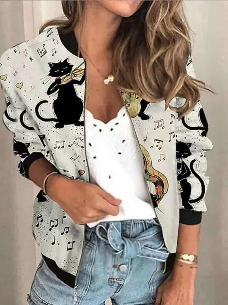 Femmes Vest Bomber Veste Décontractée Confortable Respirant Fermeture éclair Imprimé Occasionnel Fleuri Vacances Rue Occasionnel Tenue quotidienne Fermeture éclair Court Col montant Coupe régulière de 2026 ? $24.99 –P4