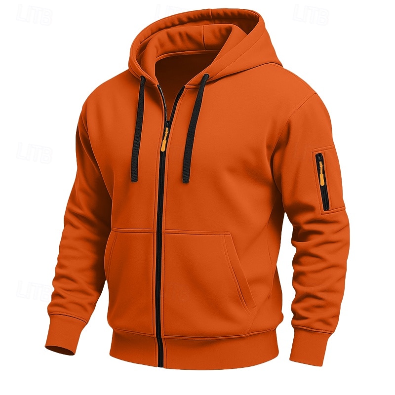 Herr Huvtröja Huvtröja med dragkedja Huvtröja i fleece Taktisk hoodie Svart Marinblå Kaki Ljusgrå Mörkgrå Huva Slät Dragkedja Ficka Ledigt Dagligen Sport & Utomhus Polyester Streetwear Häftig 2026 - kr.249 –P5