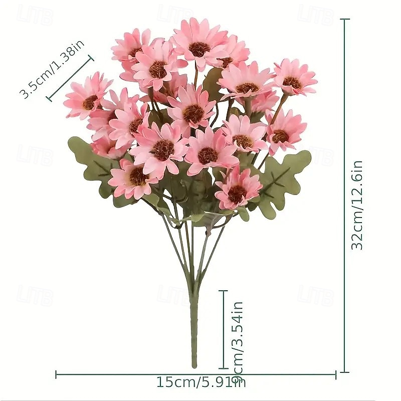 5 maços de flores artificiais de outono, crisântemos do pôr do sol, flores artificiais de outono para áreas externas com margaridas e eucalipto, plantas de floração plena, resistentes a raios UV, à de 2025 por $20.99 –P13