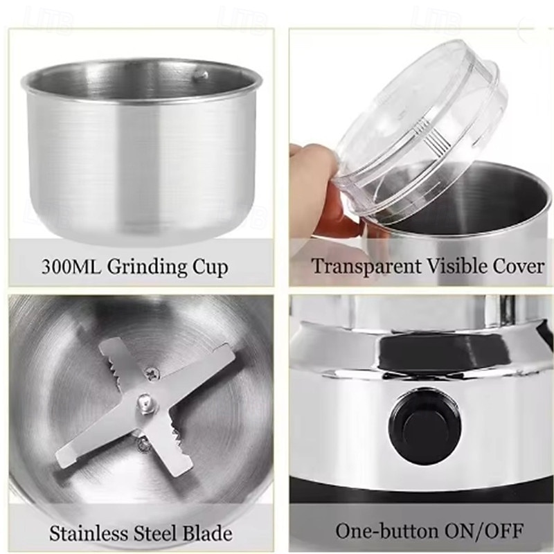 Кухонная многофункциональная 4-х лезвийная зерновая мельница для измельчения кофе, домашняя электрическая кофемолка, блендер для орехов и бобов 2026 - $23.99 –P4