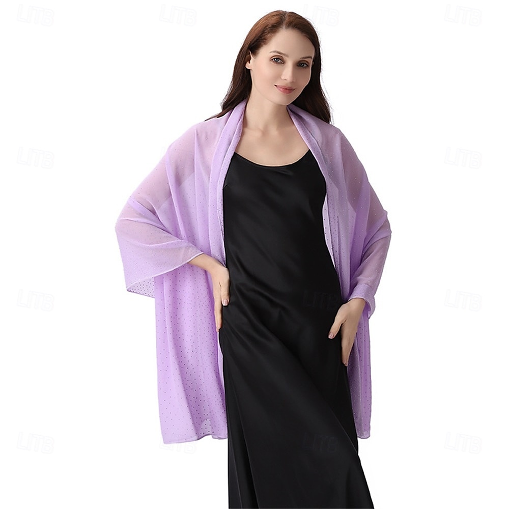 scialli e stole da donna per abiti da sera, scialli in chiffon trasparente con strass scintillanti, copriabiti formali del 2025 a $31.99 –P17