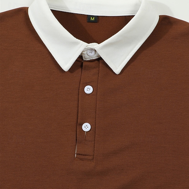 Men's Golf Shirt Golf Polos Shirts Work Casual Lapel Short Sleeve Basic Modern Color Block Patchwork Buttons Spring Fall Regular Fit Black Navy Blue Coffee Gray Golf Shirt 2025 - $20.99 –P3