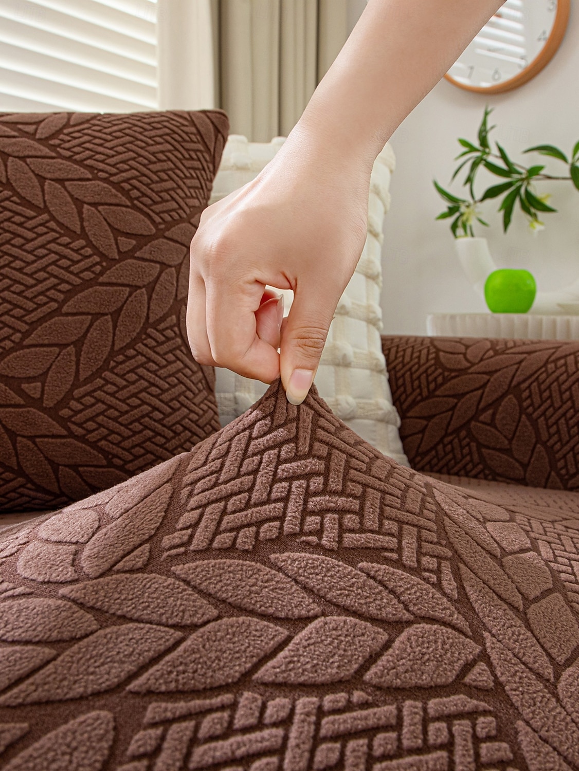 Copridivano in velluto jacquard con linea geometrica, 1 pezzo, copridivano elastico in stile semplice, adatto agli animali domestici, antiscivolo, antipolvere, lavabile in lavatrice, protezione per del 2025 a $30.99 –P3