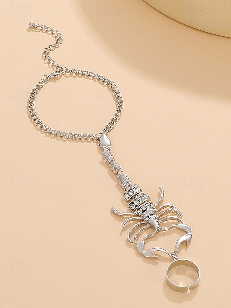 Halloween-armband met schorpioenvormige strasssteentjes voor dames, stoere punkstijl, perfect voor feestoutfits en gewaagde kostuums 2025 - $9.99 –P4