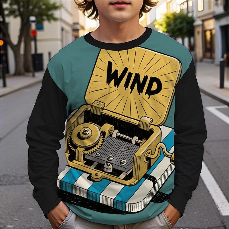 Halloween Pojkar 3D Tecknat T-shirt Långärmad Vår Höst Mode Grundläggande Barn 4-12 år Rund hals Utomhus Ledigt Dagligen Normal 2025 - $13.99 –P2