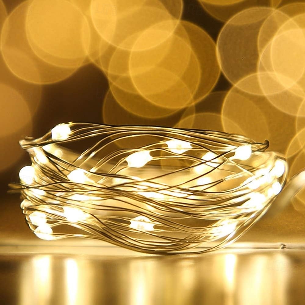 Guirlande lumineuse élégante à 10 LED pour réception de mariage, 1 m, 10 LED, fil de cuivre, alimentée par batterie, pour Noël, fête, mariage, décoration de la maison, sans batterie de 2025 ? $13.49 –P3