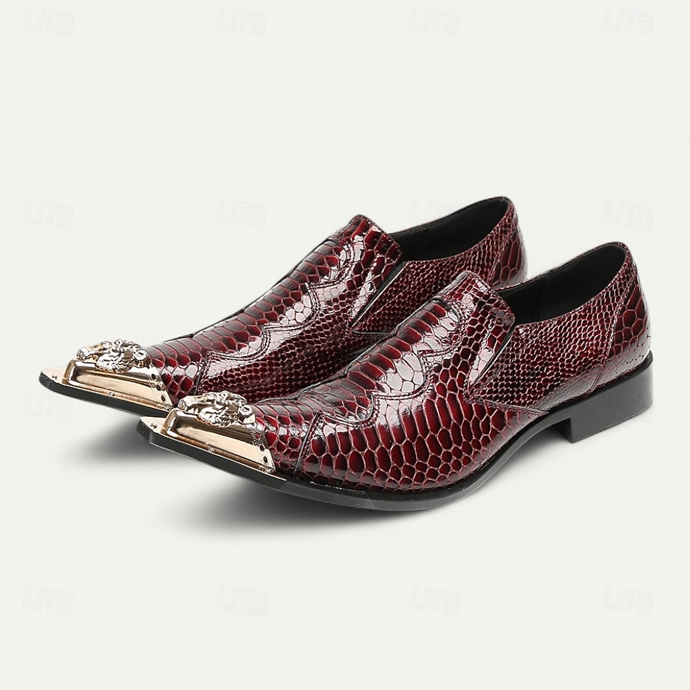 Elegant Burgundy Crocodile Pattern Men\'s Loafers Handmade Burgundy Croc Leather Men Horsebit Loafers Dress  main image 4