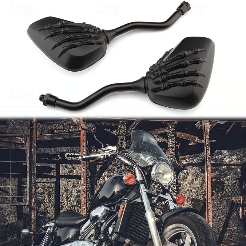 coppia di specchietti retrovisori laterali a forma di teschio, accessori per moto, design Ghost Claw, specchietti retrovisori modificati riflettenti per scooter elettrici Harley, parti di guida eleganti del 2025 a $13.49 –P6