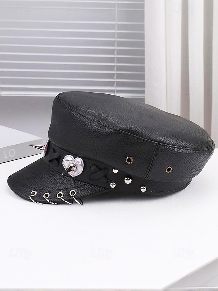 Femmes Beret Tissu en polyester faux cuir Punk ancien Style Gothique Automne Hiver Toutes saisons de 2025 ? $18.99 –P8