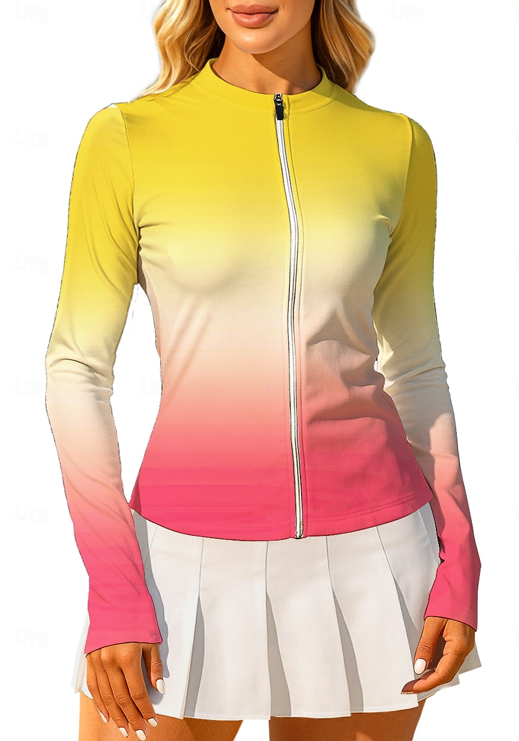 Per donna Sfumatura Top Maglietta sportiva Maglia da tennis Manica Lunga Cerniera Floreale UPF50+ Resistente ai Raggi UV Alta elasticità Traspirante Pallavolo Tennis Golf Girocollo Il giro Maglietta del 2026 a $20.99 –P5