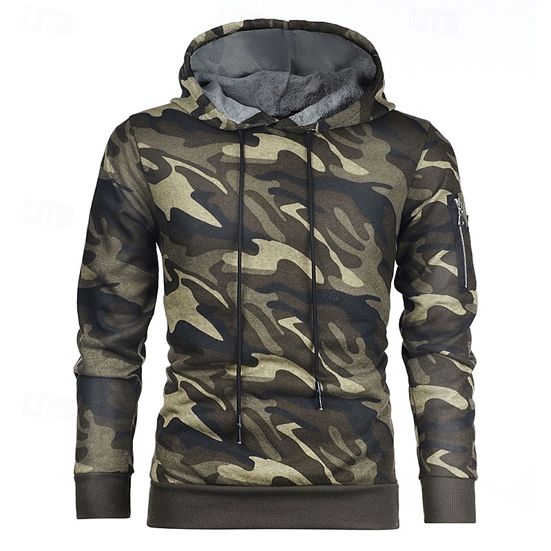 Per uomo Felpa con cappuccio Felpa con cappuccio in pile Felpa con cappuccio tattica Felpa con cappuccio mimetica Grigio mimetico Verde mimetico Con Cappuccio Mimetico Tasca Sport & Outdoor Casuale del 2025 a $23.99 –P1