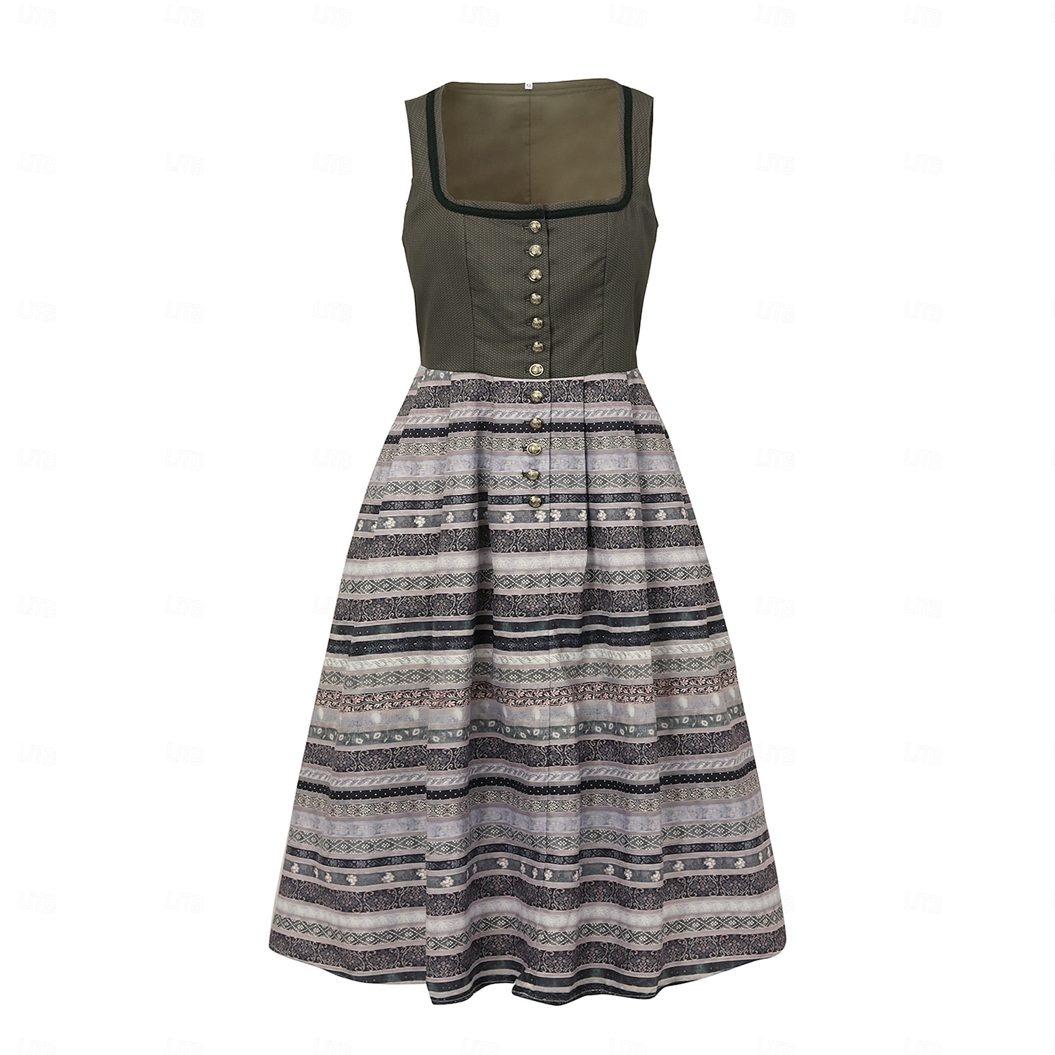 Oktoberfest Dress Dirndl Trachtenkleider Midi Length Maid Bavarian German Wiesn Women's Carnival Beer Festival Traditional Style Cloth Without Blouse (75CM) 2026 - $68.99 –P3