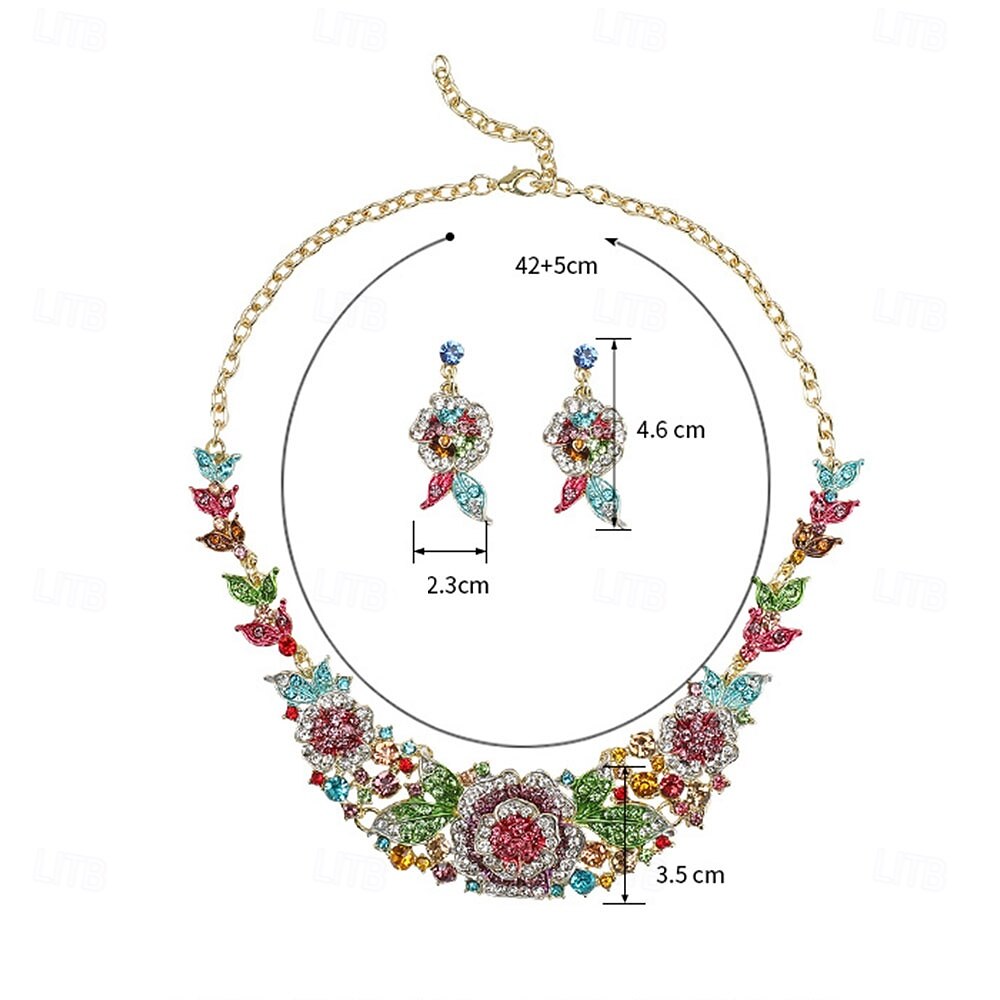 Sady šperků 2 Kubický zirkon Chrome 1 x náhrdelník Náušnice Dámské Elegantní Vinobraní Módní Retro styl Klasika Květinový motiv Sada šperků Pro Svatební Párty Svatební host 2025 - $23.99 –P6
