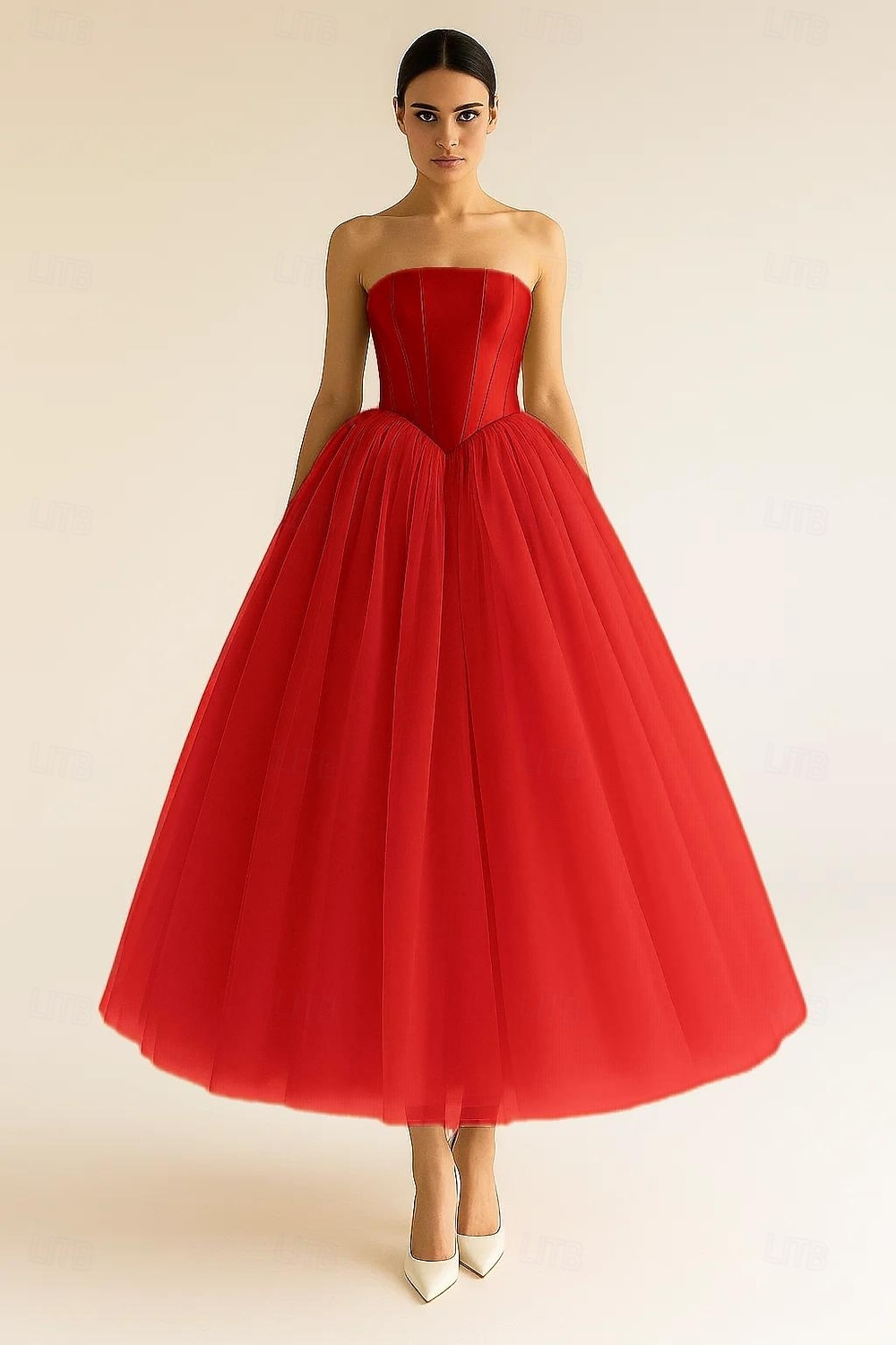 Linha A Vestidos de cocktail Elegante Traje formal Formal Casamento Longuette Sem Manga Sem Alças Tule com Fenda Dupla 2025 de 2025 por $139.99 –P6