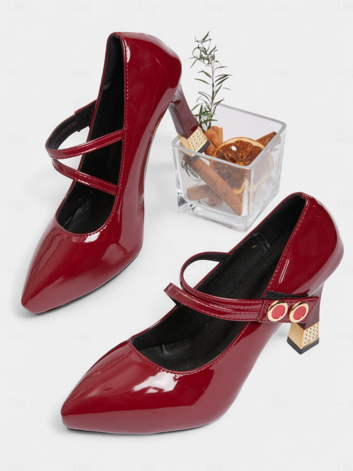 Women's Burgundy Patent Leather Mary Jane Heels - Square Toe Dress Shoes with Double Straps for Cocktail Parties & Evening Events 2025 - $34.99 –P1