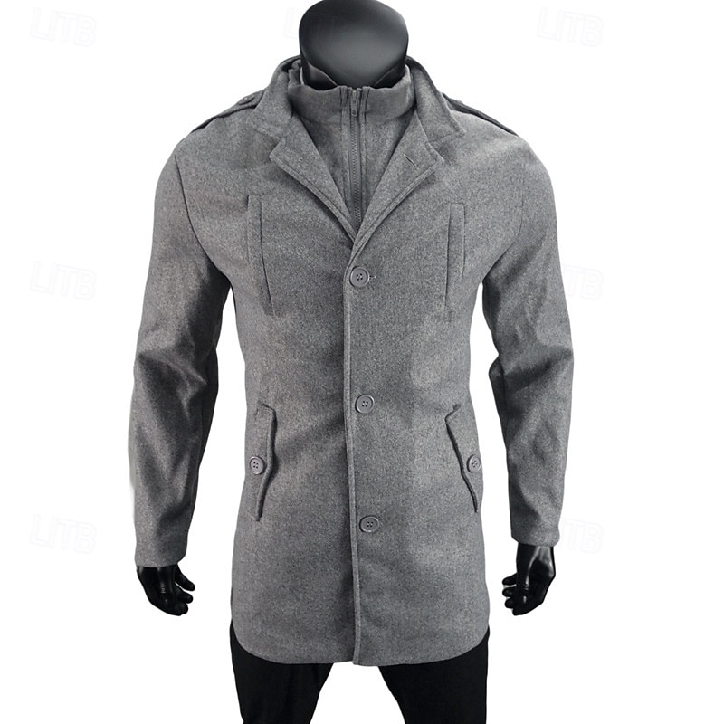 Per uomo Cappotto da marinaio Trench Vacanza Quotidiano Autunno Inverno Poliestere Antivento Capispalla Abbigliamento Moda Classico Semplice Tasca Collo alla coreana Monopetto del 2025 a $48.99 –P2