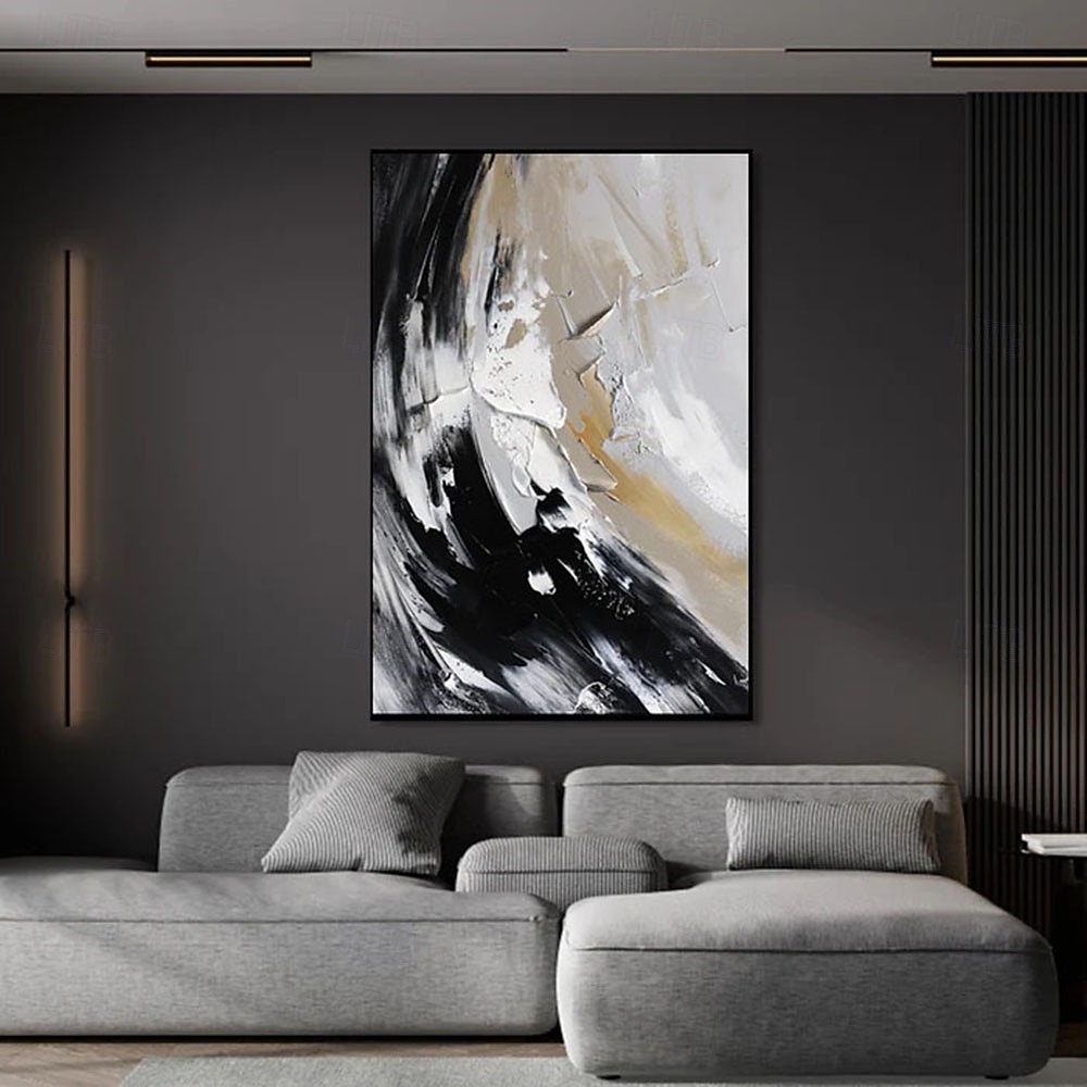 Handmade abstract oil painting Hand Painted ABSTRACT Oil Painting Wall Modern Fashion Abstract Black White Canvas Painting Home Decoration Decor Rolled Canvas Paingtings 2025 - $82.99 –P3